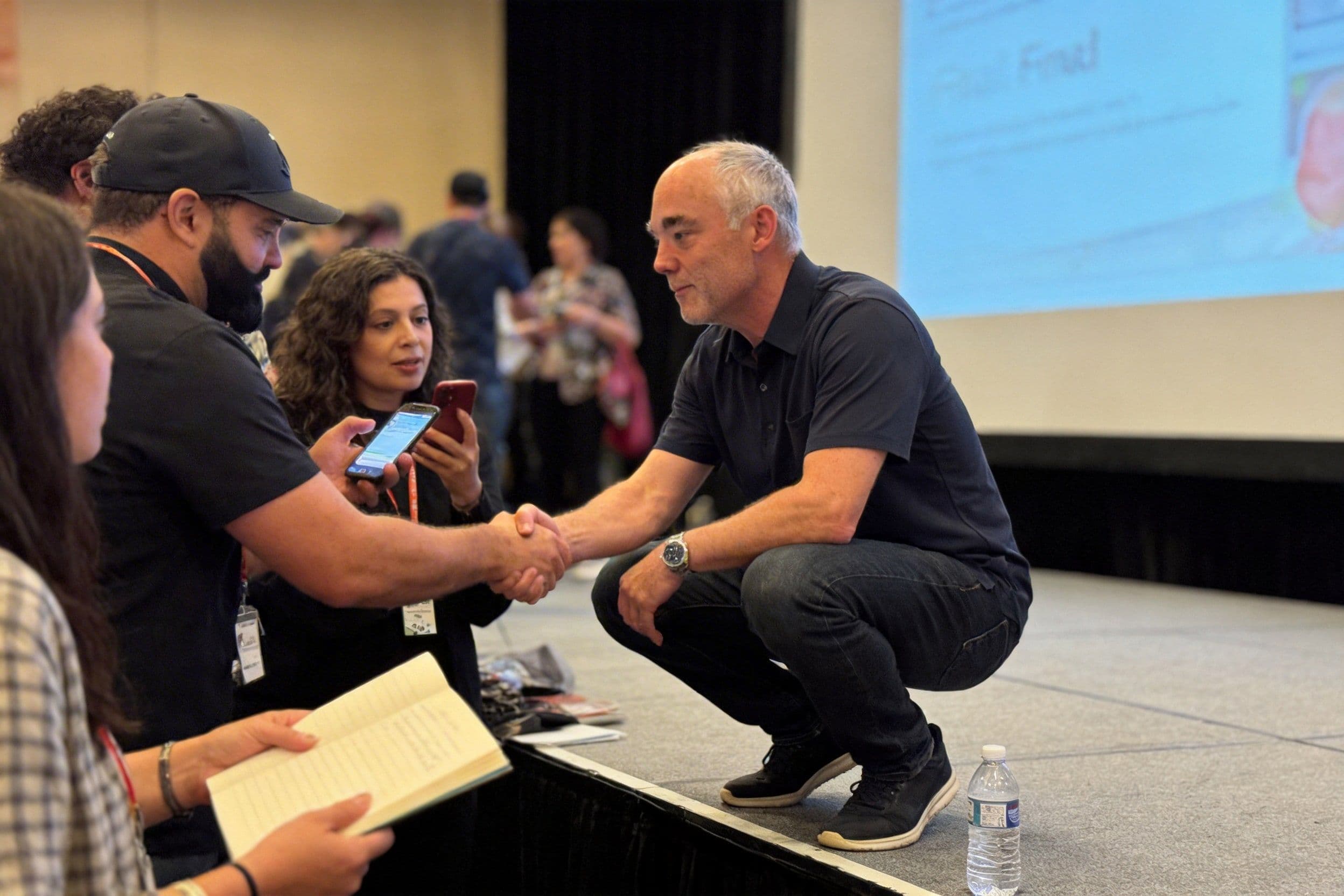 Chad Todd connecting with audience after a talk